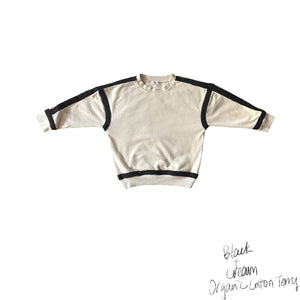 Sweatshirt with tapes, Cream x Black